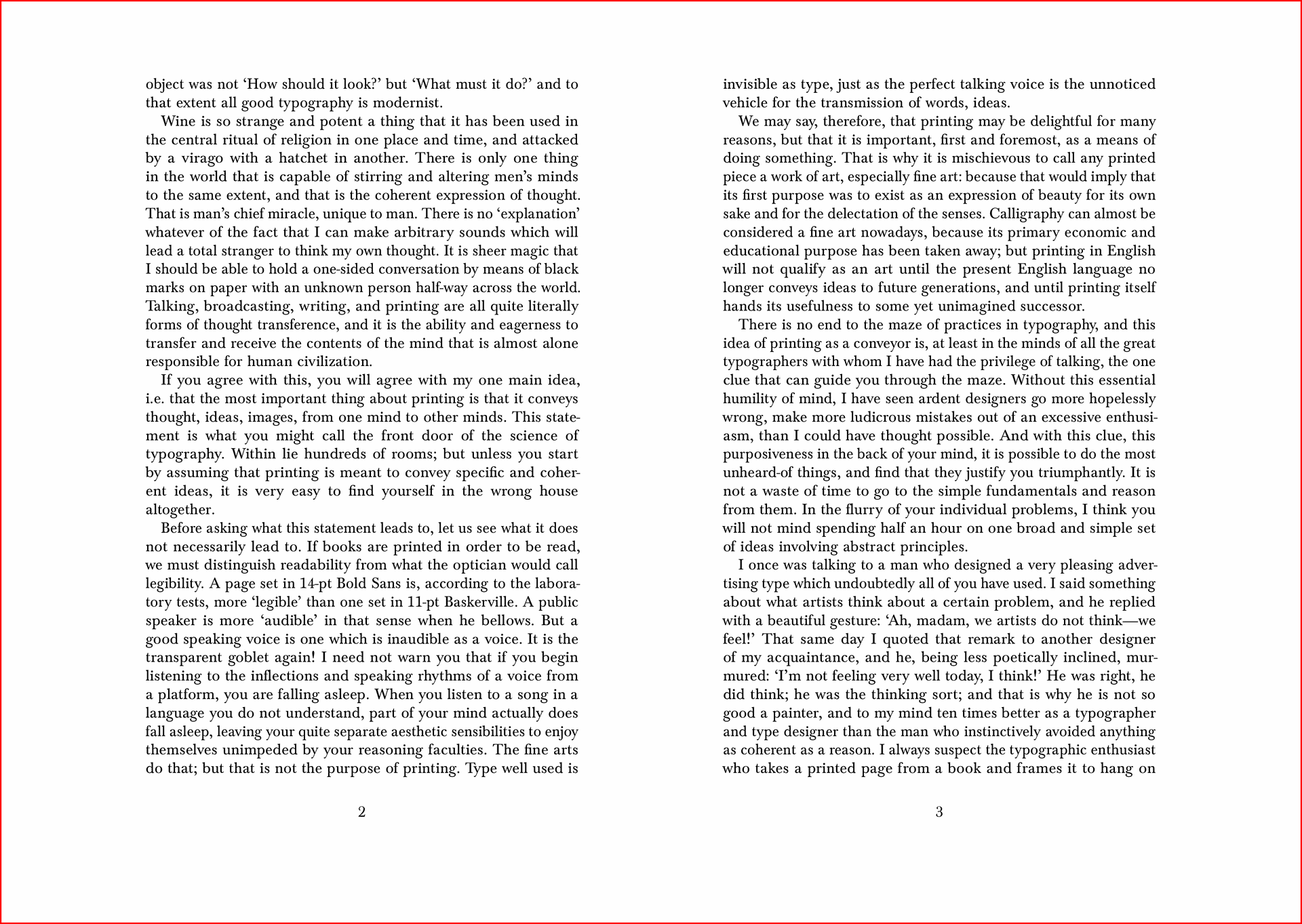 B. Warde, « The Crystal Goblet, or Printing Should Be Invisible », rév. de 1955, p. 2-3, empagement ISO-ϕ .
